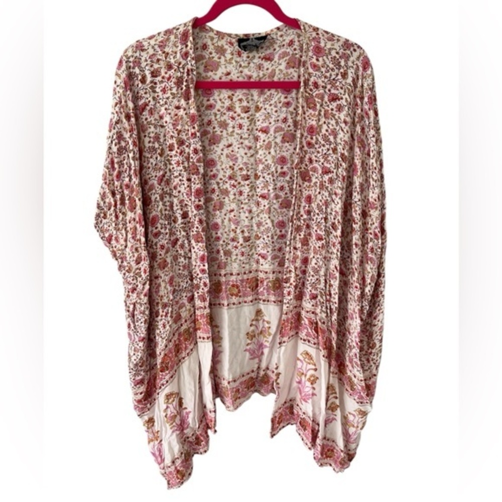 Angie Floral Kimono with Pink and Cream Accents